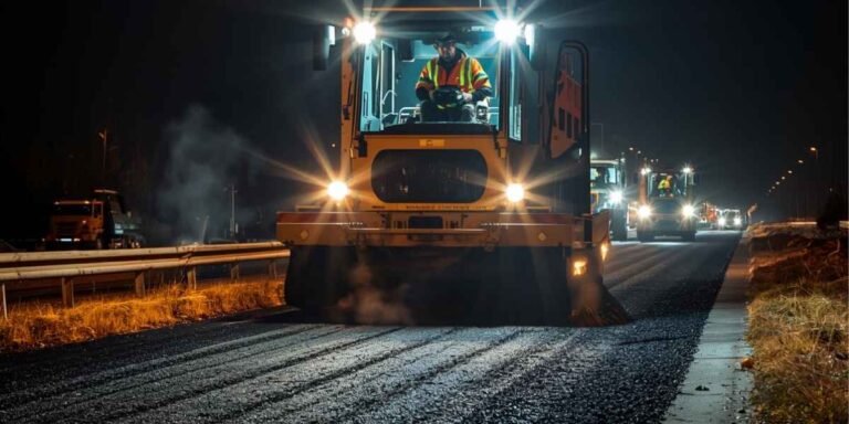asphalt road construction using paving machinery in Pakistan