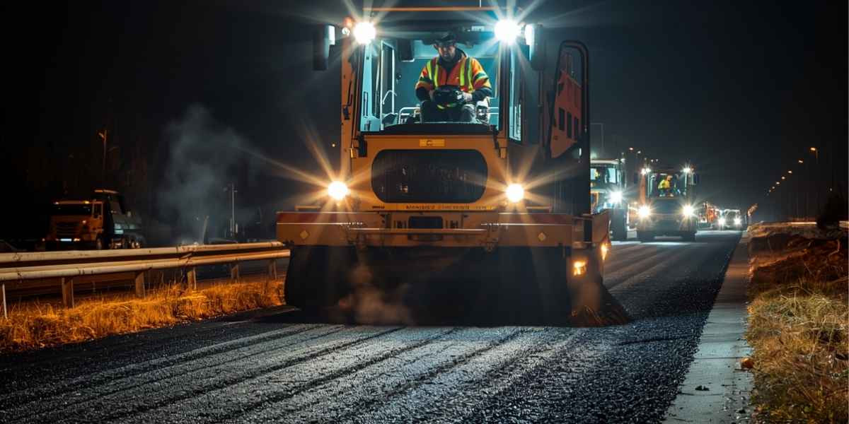 asphalt road construction using paving machinery in Pakistan