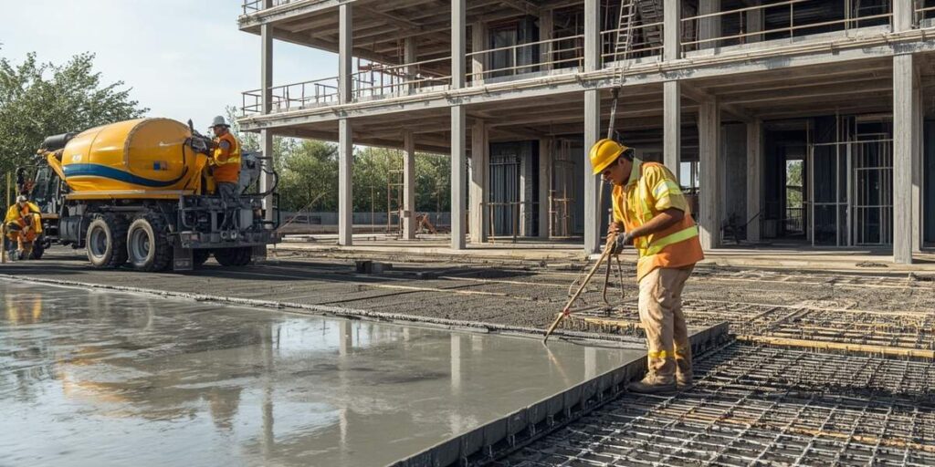 reinforced concrete slab construction with proper concrete grade