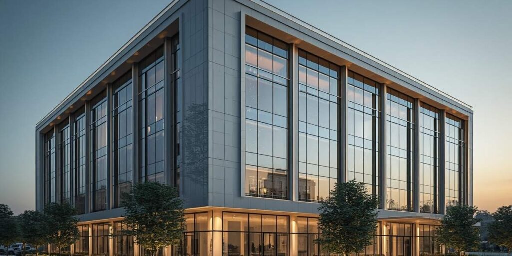 turnkey construction completed commercial building with modern architecture